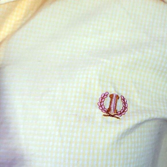 Izod Yellow Small Plaid Button Down Shirt Size S - Picture 4 of 6